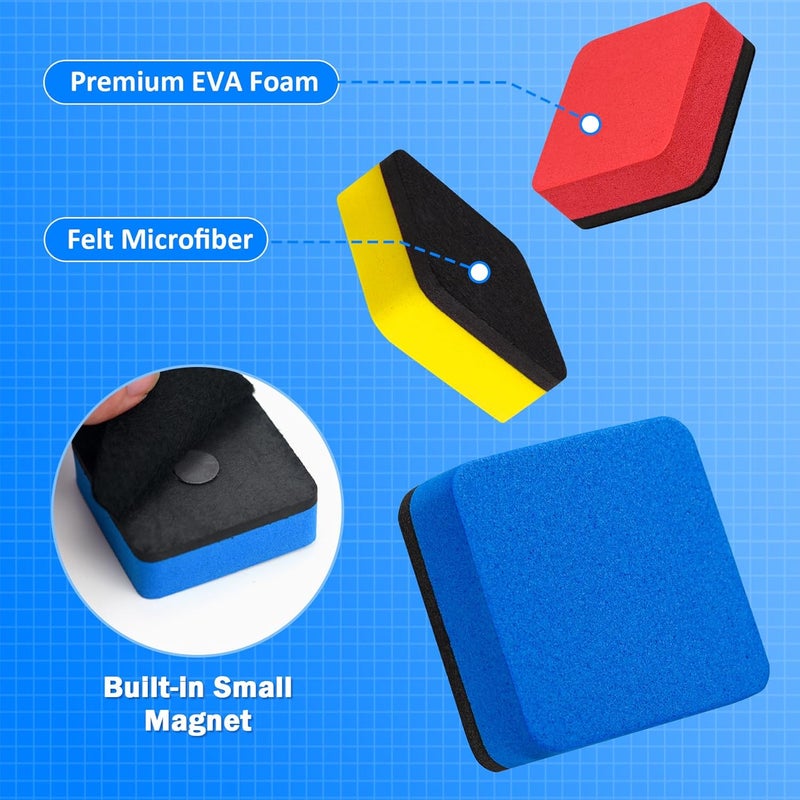 EAONE 48 Pack Dry Erase Eraser, Magnetic Whiteboard Cleaner Mini Chalkboard Cleansers for Classroom, School, Office, Home (4 Color Assorted, 1.97 x 1.97 Inch) - Image 3